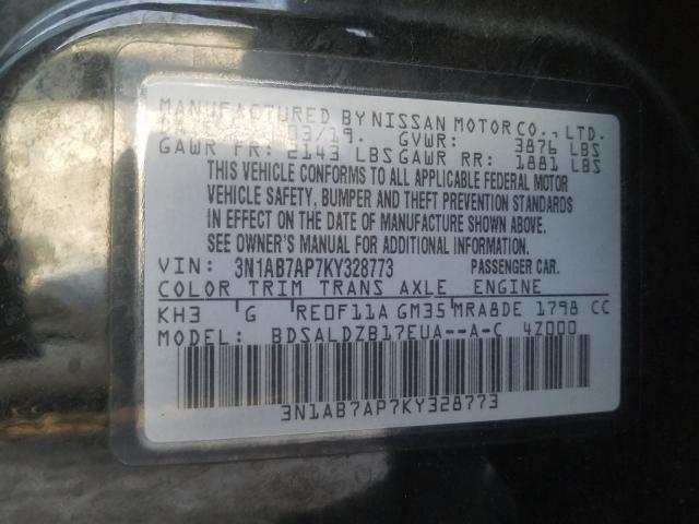 Photo 9 VIN: 3N1AB7AP7KY328773 - NISSAN SENTRA S 