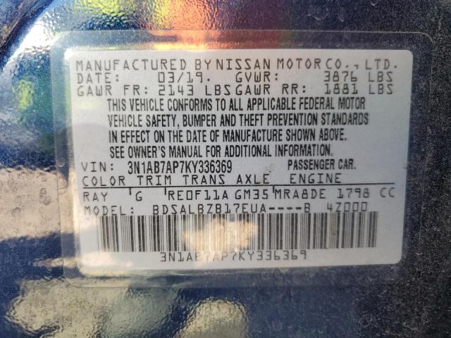 Photo 9 VIN: 3N1AB7AP7KY336369 - NISSAN SENTRA S 