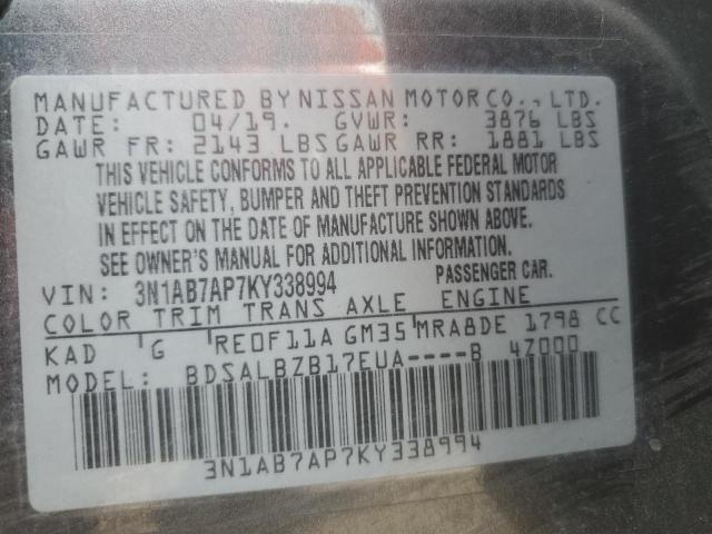 Photo 11 VIN: 3N1AB7AP7KY338994 - NISSAN SENTRA 