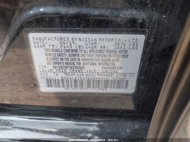 Photo 8 VIN: 3N1AB7AP7KY343905 - NISSAN SENTRA 