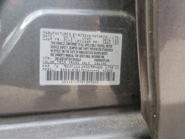 Photo 11 VIN: 3N1AB7AP7KY349543 - NISSAN SENTRA S 