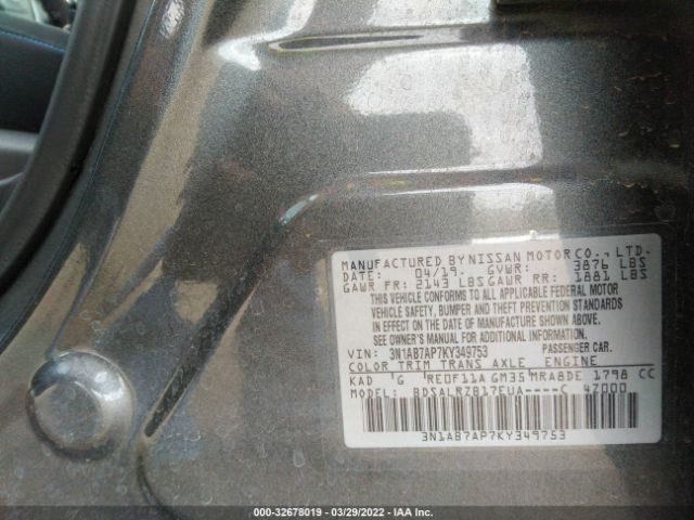 Photo 8 VIN: 3N1AB7AP7KY349753 - NISSAN SENTRA 