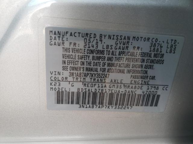 Photo 9 VIN: 3N1AB7AP7KY352247 - NISSAN SENTRA S 