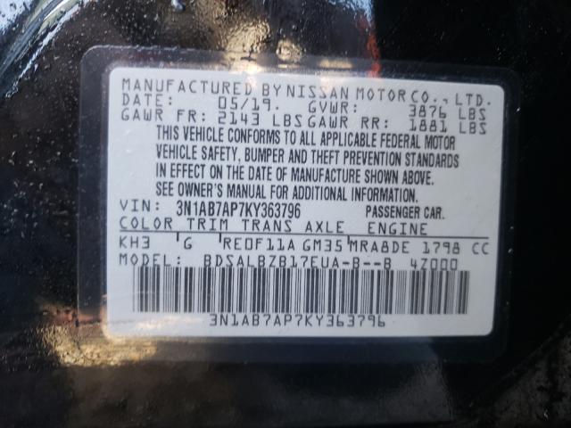 Photo 9 VIN: 3N1AB7AP7KY363796 - NISSAN SENTRA S 