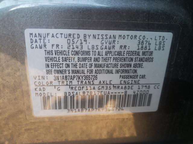 Photo 9 VIN: 3N1AB7AP7KY365726 - NISSAN SENTRA S 