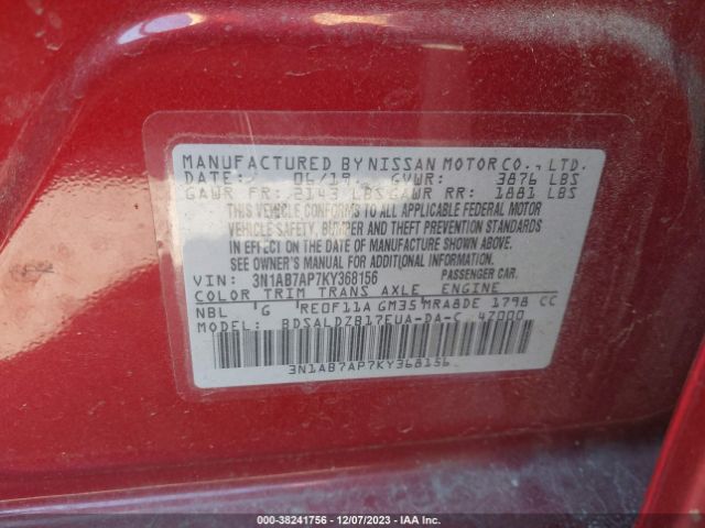 Photo 8 VIN: 3N1AB7AP7KY368156 - NISSAN SENTRA 