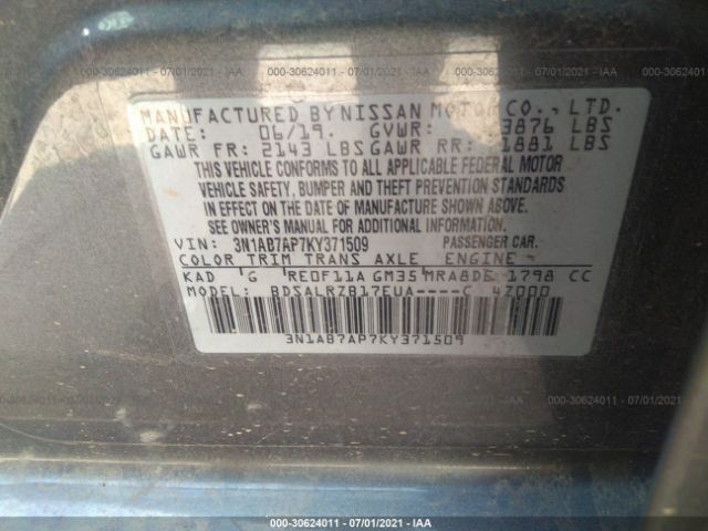 Photo 8 VIN: 3N1AB7AP7KY371509 - NISSAN SENTRA 