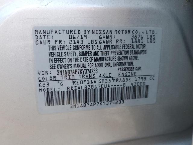 Photo 9 VIN: 3N1AB7AP7KY374233 - NISSAN SENTRA S 