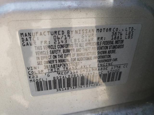 Photo 11 VIN: 3N1AB7AP7KY374281 - NISSAN SENTRA 