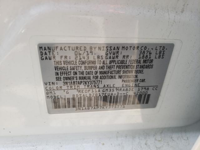 Photo 9 VIN: 3N1AB7AP7KY375771 - NISSAN SENTRA S 