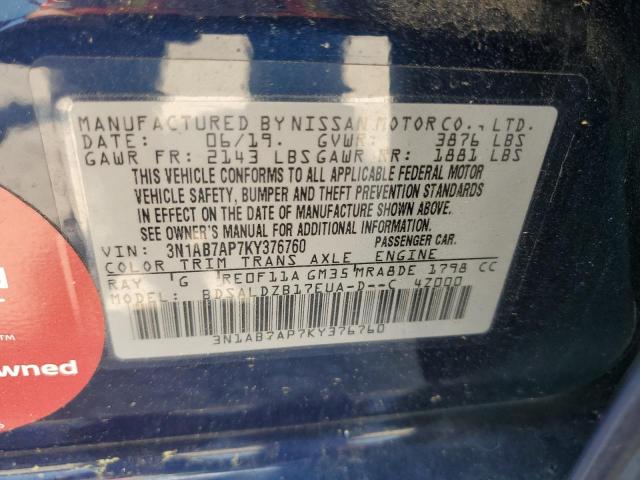 Photo 12 VIN: 3N1AB7AP7KY376760 - NISSAN SENTRA S 