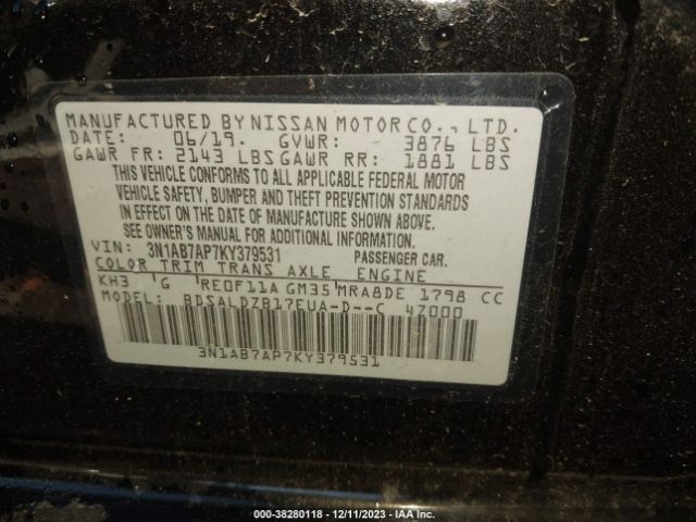 Photo 8 VIN: 3N1AB7AP7KY379531 - NISSAN SENTRA 