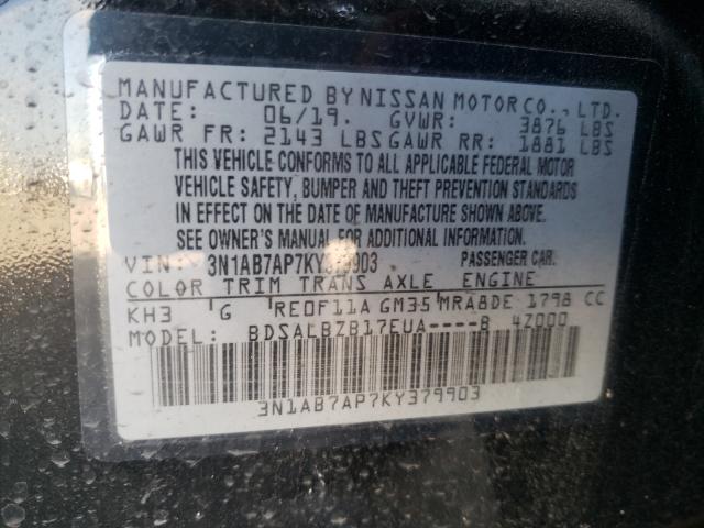 Photo 9 VIN: 3N1AB7AP7KY379903 - NISSAN SENTRA S 