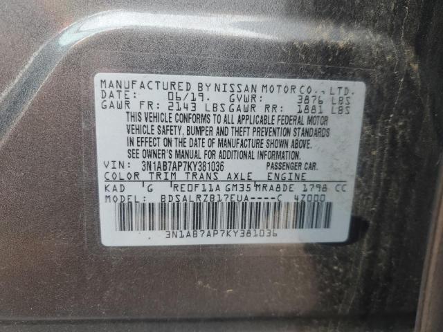 Photo 11 VIN: 3N1AB7AP7KY381036 - NISSAN SENTRA S 