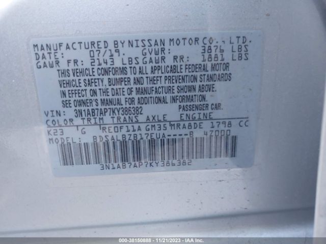 Photo 8 VIN: 3N1AB7AP7KY386382 - NISSAN SENTRA 