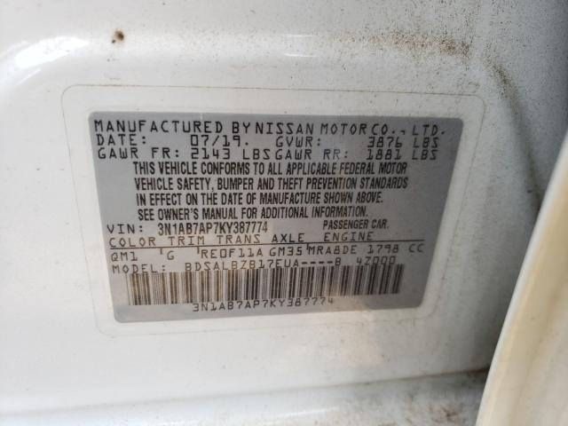 Photo 9 VIN: 3N1AB7AP7KY387774 - NISSAN SENTRA S 