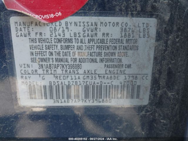 Photo 8 VIN: 3N1AB7AP7KY396880 - NISSAN SENTRA 