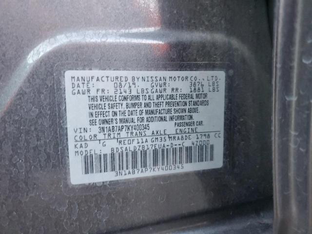 Photo 11 VIN: 3N1AB7AP7KY400345 - NISSAN SENTRA S 