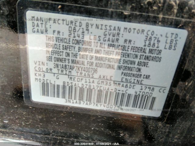 Photo 8 VIN: 3N1AB7AP7KY400796 - NISSAN SENTRA 