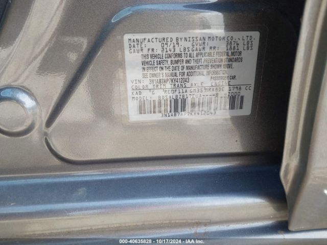 Photo 8 VIN: 3N1AB7AP7KY412043 - NISSAN SENTRA 