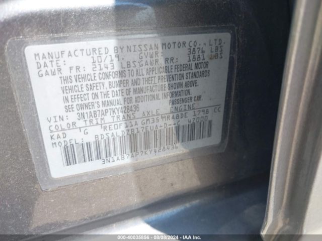 Photo 8 VIN: 3N1AB7AP7KY428436 - NISSAN SENTRA 