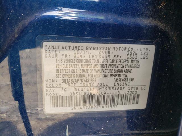 Photo 11 VIN: 3N1AB7AP7KY431997 - NISSAN SENTRA 