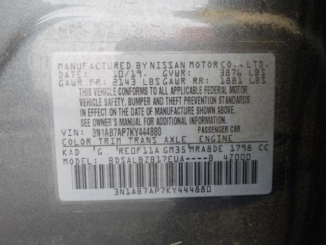 Photo 9 VIN: 3N1AB7AP7KY444880 - NISSAN SENTRA S 