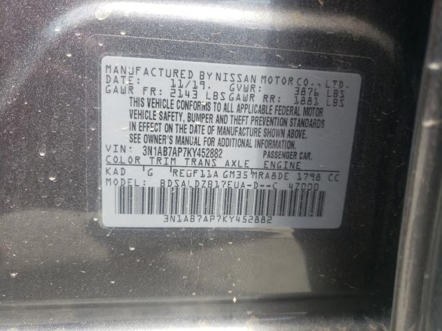 Photo 9 VIN: 3N1AB7AP7KY452882 - NISSAN SENTRA S 