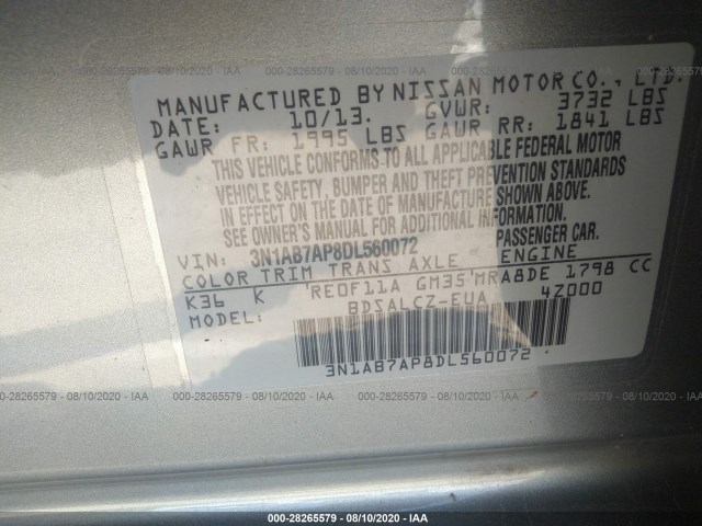 Photo 8 VIN: 3N1AB7AP8DL560072 - NISSAN SENTRA 