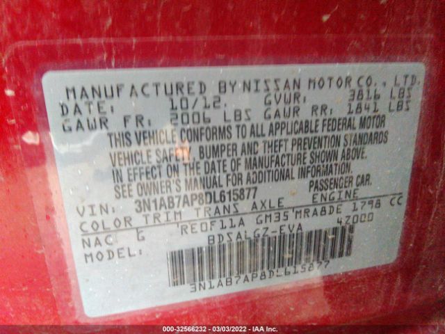 Photo 8 VIN: 3N1AB7AP8DL615877 - NISSAN SENTRA 