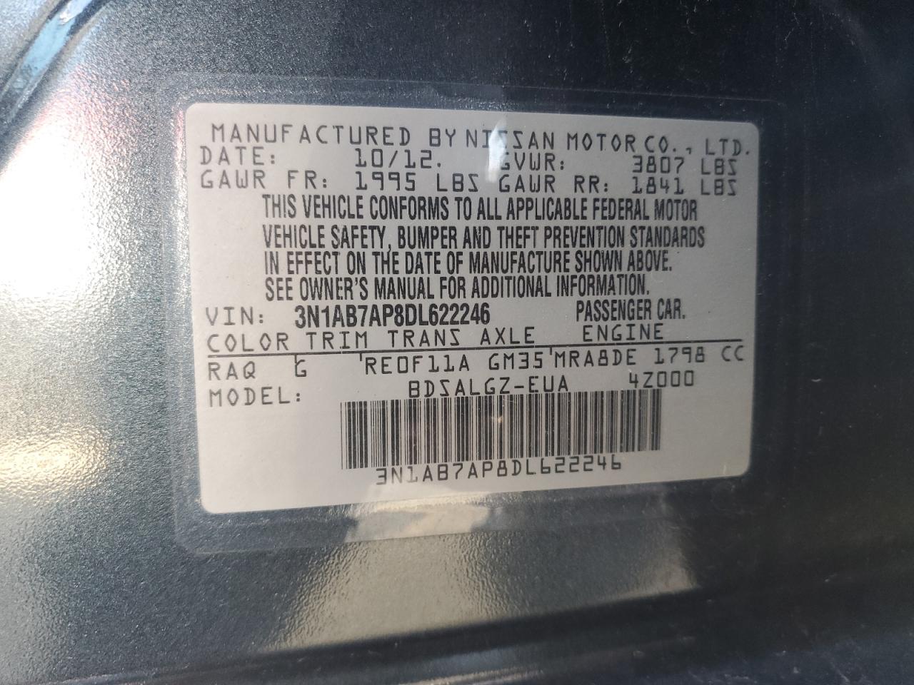 Photo 11 VIN: 3N1AB7AP8DL622246 - NISSAN SENTRA 