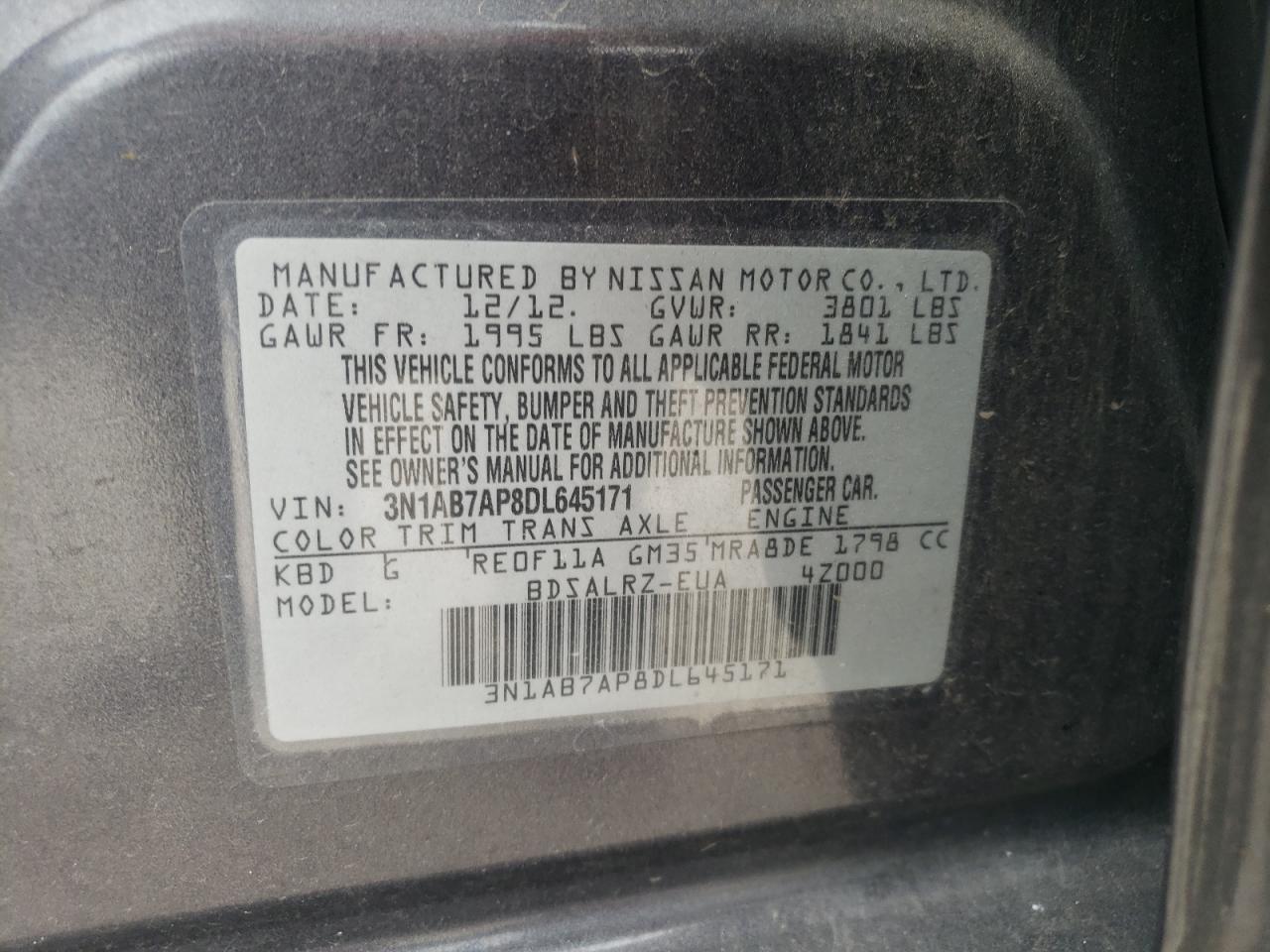 Photo 11 VIN: 3N1AB7AP8DL645171 - NISSAN SENTRA 