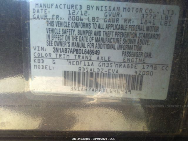 Photo 8 VIN: 3N1AB7AP8DL646949 - NISSAN SENTRA 