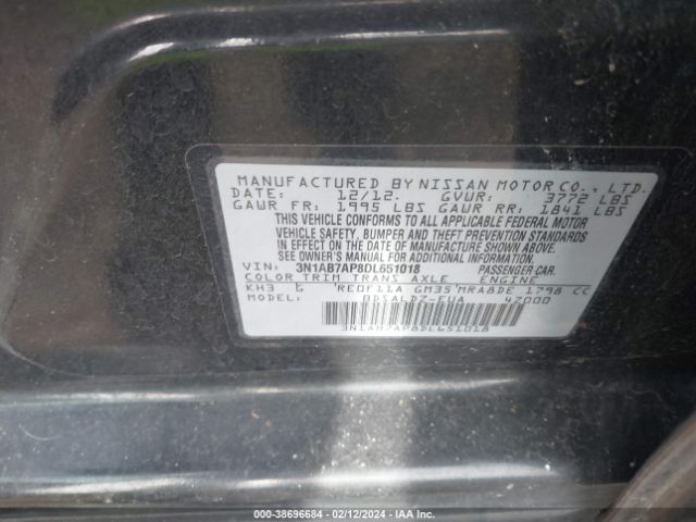 Photo 8 VIN: 3N1AB7AP8DL651018 - NISSAN SENTRA 