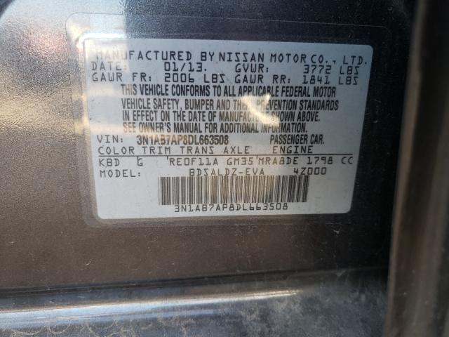 Photo 9 VIN: 3N1AB7AP8DL663508 - NISSAN SENTRA S 