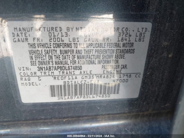 Photo 8 VIN: 3N1AB7AP8DL674850 - NISSAN SENTRA 