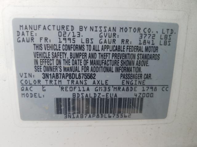 Photo 9 VIN: 3N1AB7AP8DL675562 - NISSAN SENTRA S 