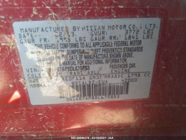 Photo 8 VIN: 3N1AB7AP8DL675853 - NISSAN SENTRA 