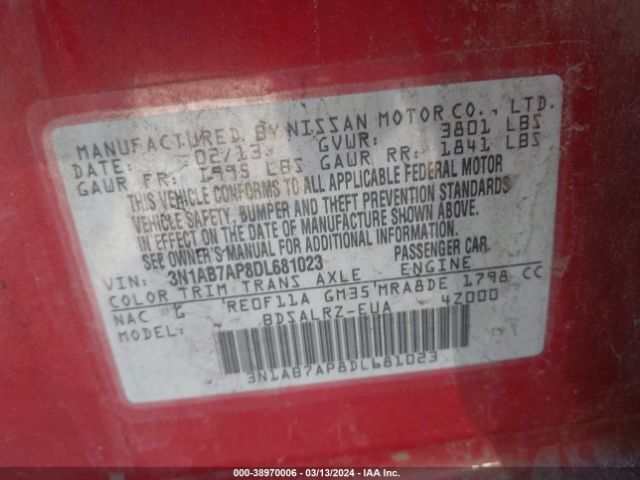 Photo 8 VIN: 3N1AB7AP8DL681023 - NISSAN SENTRA 