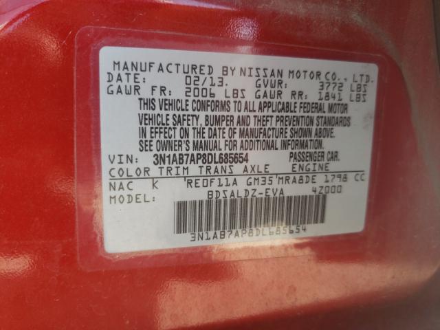 Photo 9 VIN: 3N1AB7AP8DL685654 - NISSAN SENTRA S 