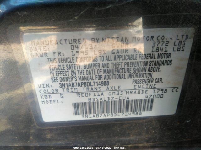 Photo 8 VIN: 3N1AB7AP8DL714988 - NISSAN SENTRA 