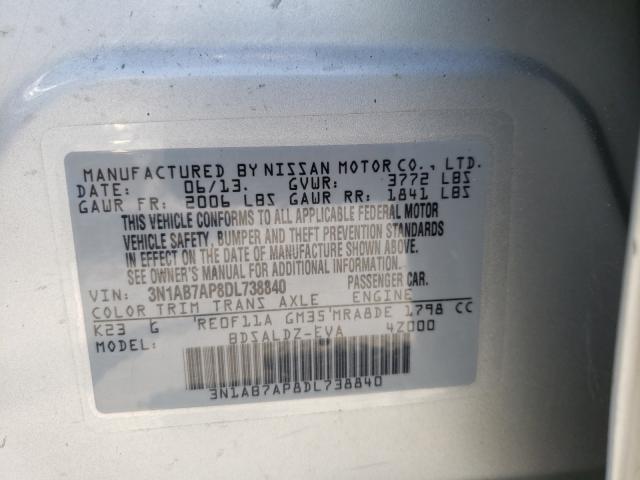 Photo 9 VIN: 3N1AB7AP8DL738840 - NISSAN SENTRA S 