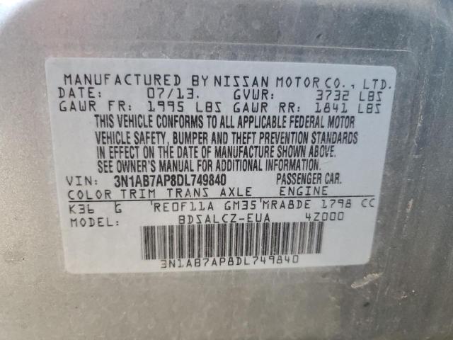 Photo 11 VIN: 3N1AB7AP8DL749840 - NISSAN SENTRA S 