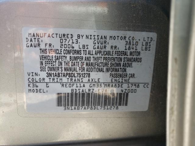 Photo 9 VIN: 3N1AB7AP8DL751278 - NISSAN SENTRA S 