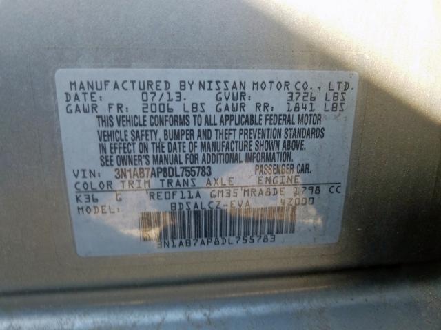 Photo 9 VIN: 3N1AB7AP8DL755783 - NISSAN SENTRA S 