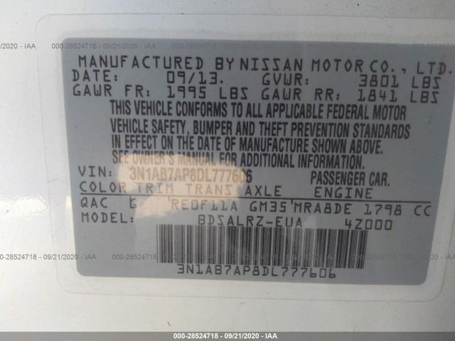 Photo 8 VIN: 3N1AB7AP8DL777606 - NISSAN SENTRA 