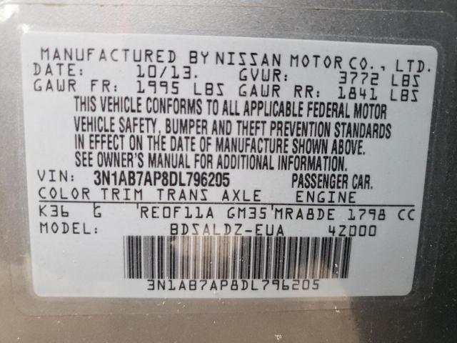 Photo 9 VIN: 3N1AB7AP8DL796205 - NISSAN SENTRA S 