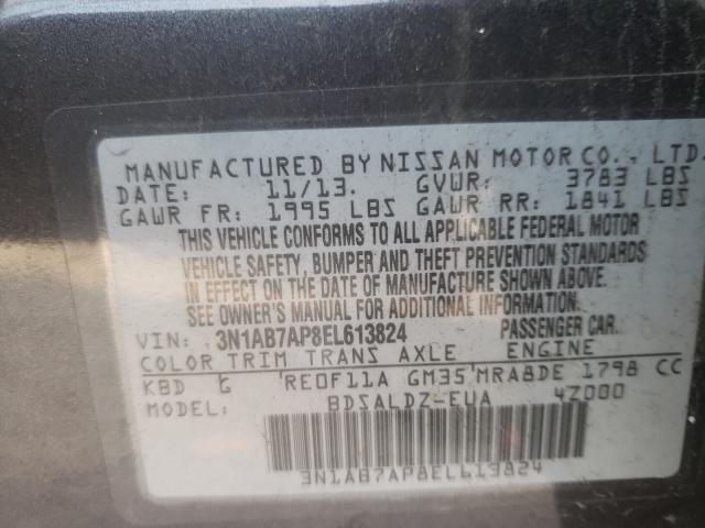 Photo 9 VIN: 3N1AB7AP8EL613824 - NISSAN SENTRA S 