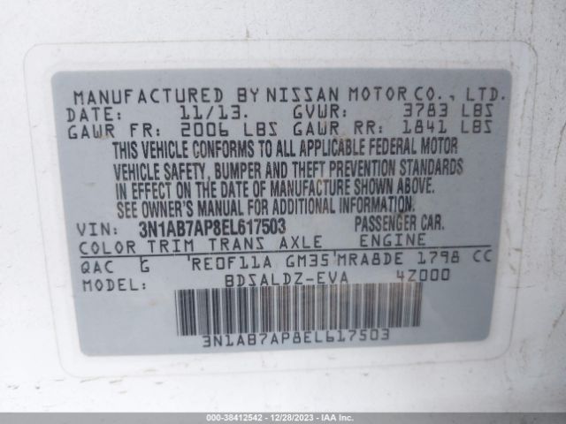 Photo 8 VIN: 3N1AB7AP8EL617503 - NISSAN SENTRA 