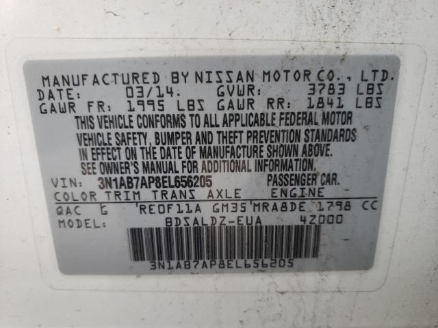 Photo 9 VIN: 3N1AB7AP8EL656205 - NISSAN SENTRA S 